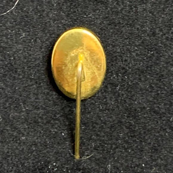 Vintage Gold Tone Hand Painted Covered Bridge Stick Pin Signed Mae (2156) - Picture 3 of 7